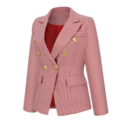 Lapel Houndstooth Blazer Jewelry Bubble