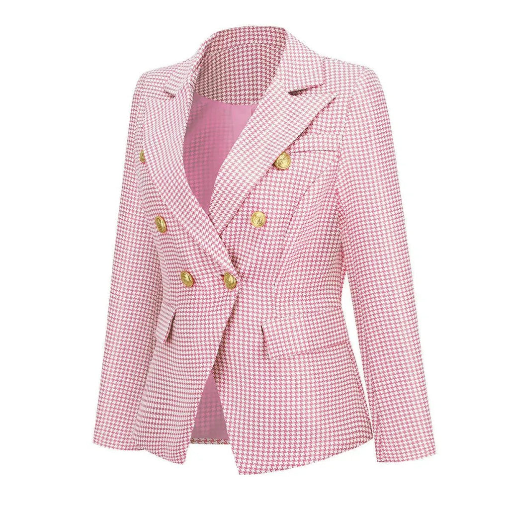 Lapel Houndstooth Blazer