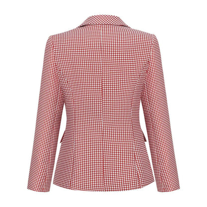 Lapel Houndstooth Blazer Jewelry Bubble