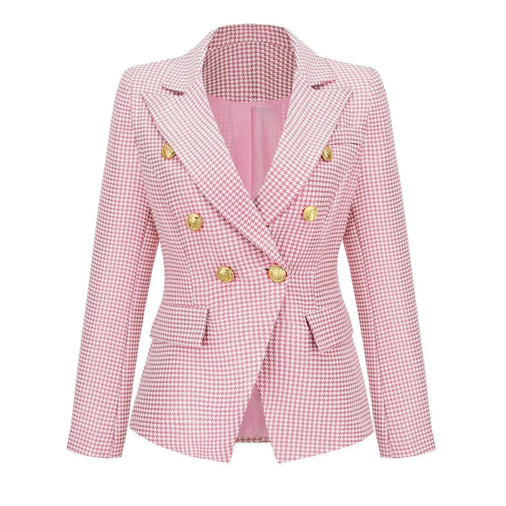 Lapel Houndstooth Blazer