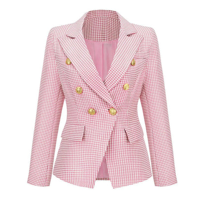 Lapel Houndstooth Blazer Jewelry Bubble