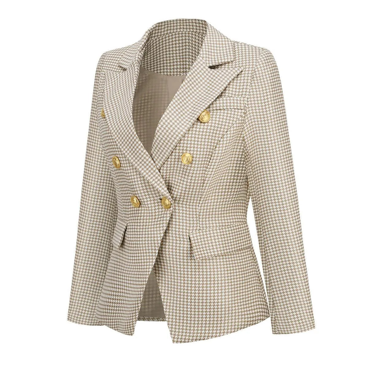 Lapel Houndstooth Blazer Jewelry Bubble