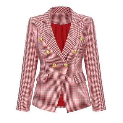 Lapel Houndstooth Blazer Jewelry Bubble