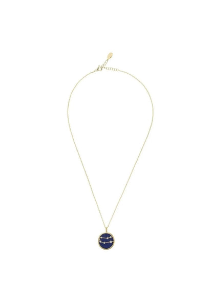 Lapis Lazuli Gemini Star Constellation Pendant Necklace Gold Plated Jewelry Bubble