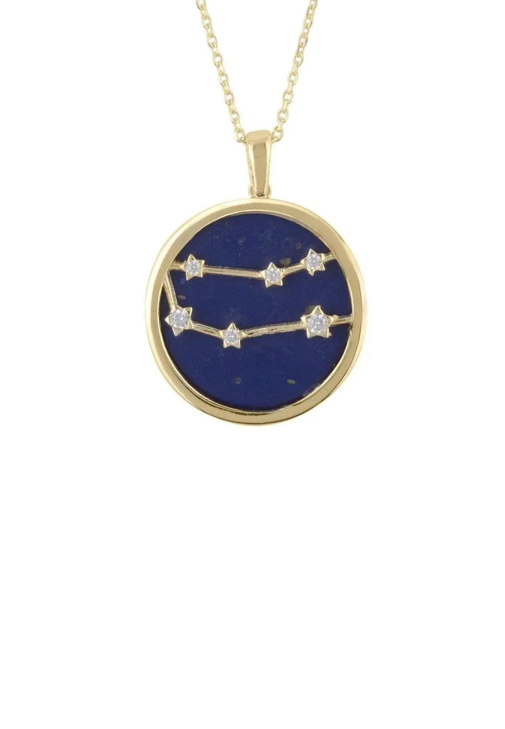 Lapis Lazuli Gemini Star Constellation Pendant Necklace Gold Plated