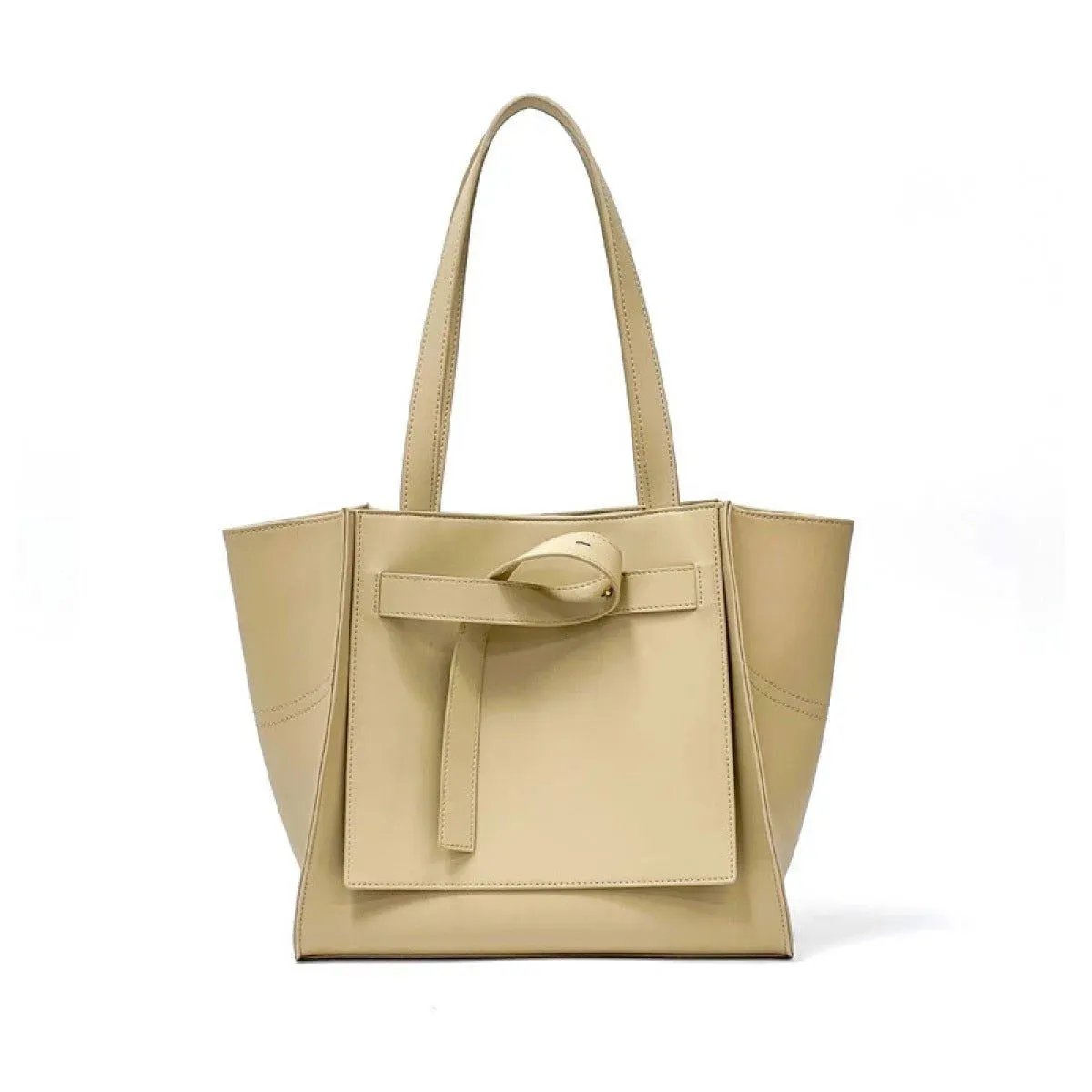 Large-Capacity Faux Leather Tote Bag With Magnetic Buckle