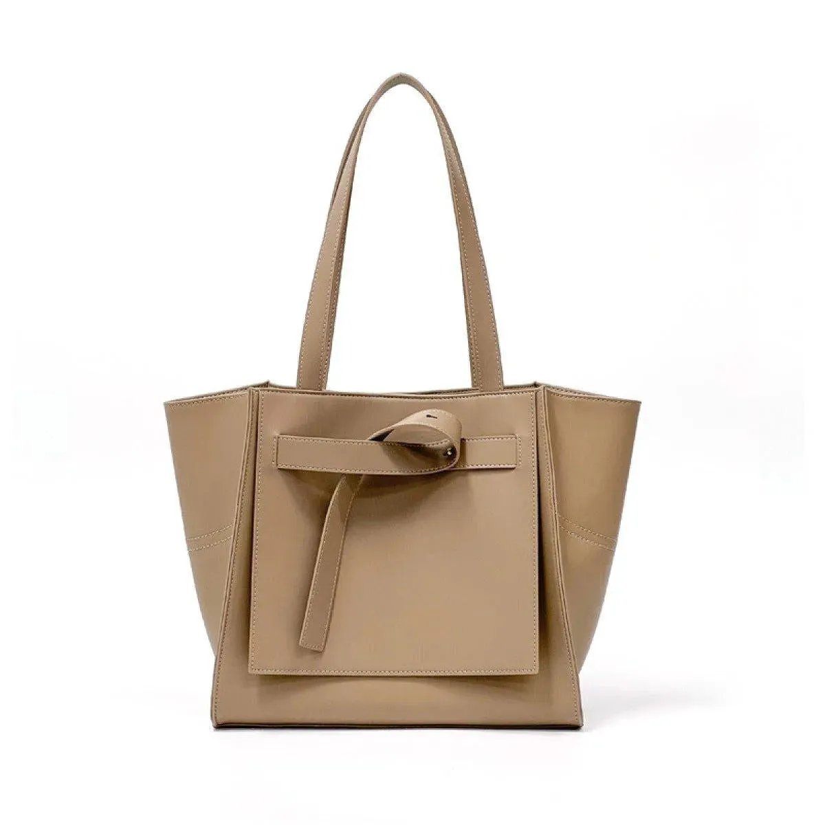 Large-Capacity Faux Leather Tote Bag With Magnetic Buckle