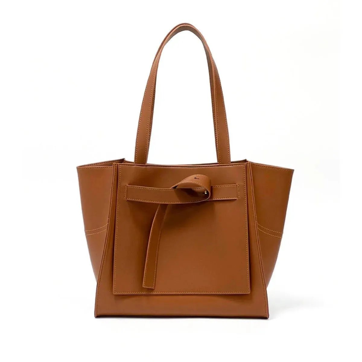 Large-Capacity Faux Leather Tote Bag With Magnetic Buckle