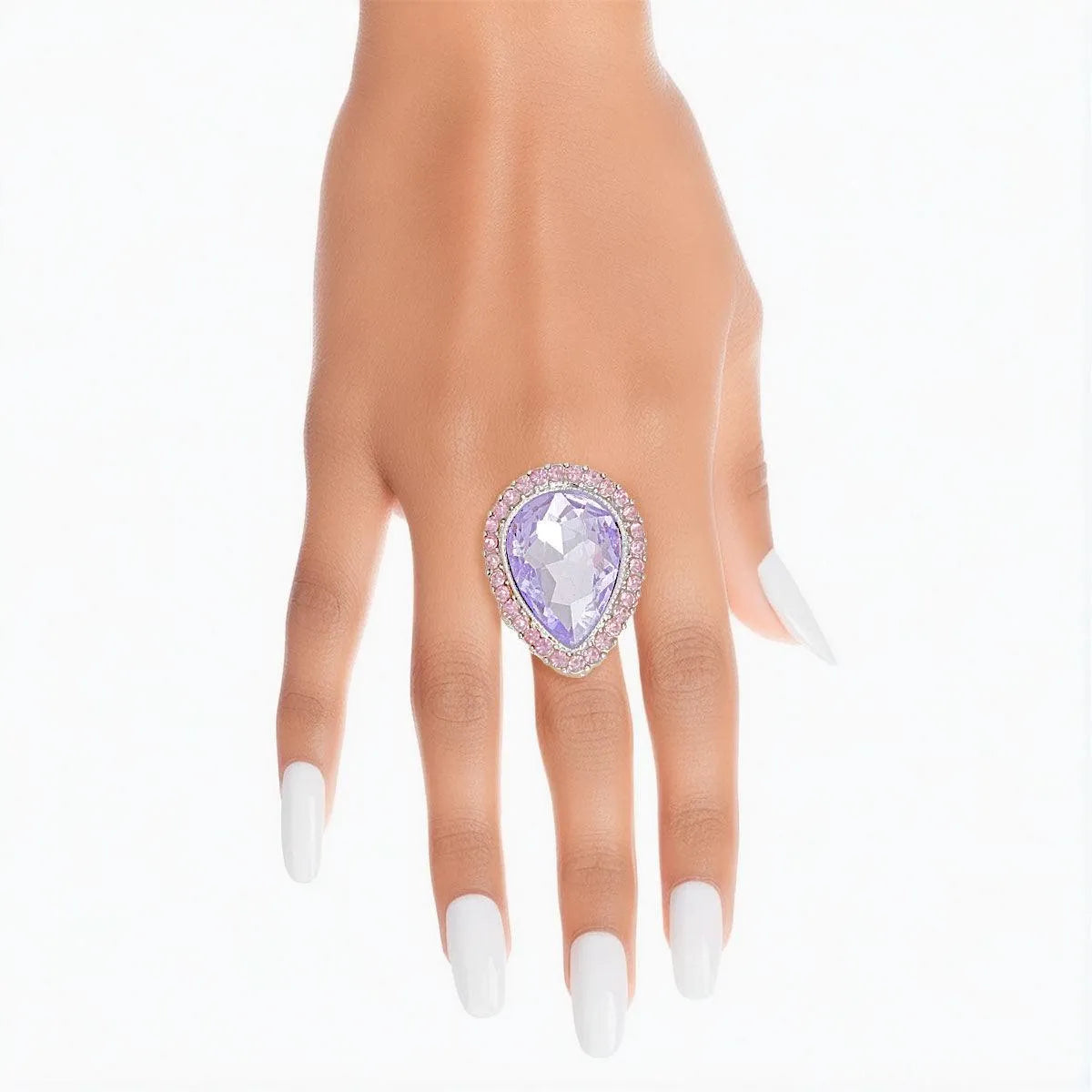 Lavender-Pear Teardrop Ring: Ultimate Fashion Statement Jewelry Bubble