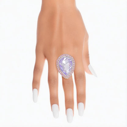 Lavender-Pear Teardrop Ring: Ultimate Fashion Statement Jewelry Bubble