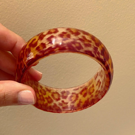 Leopard Print Vintage Lucite Bangle Pairs Beautifully with Everything Jewelry Bubble