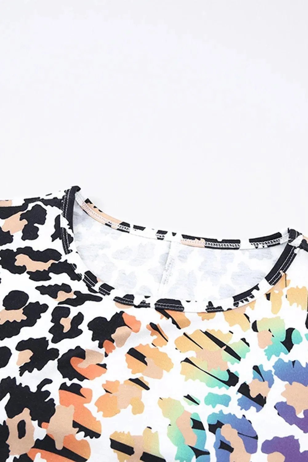 Leopard Reverse Tie Dye Rainbow Pocket Mini Dress