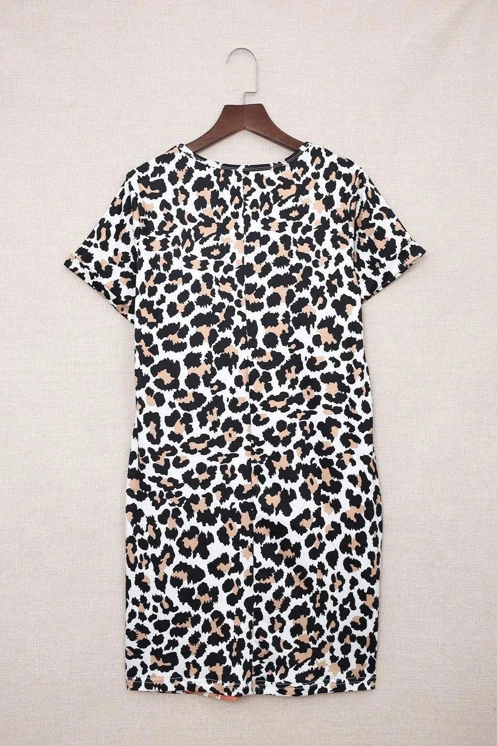 Leopard Reverse Tie Dye Rainbow Pocket Mini Dress