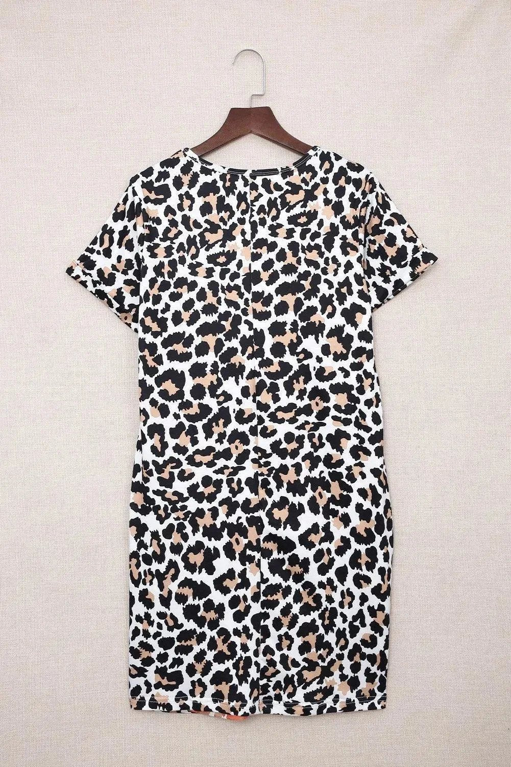 Leopard Reverse Tie Dye Rainbow Pocket Mini Dress