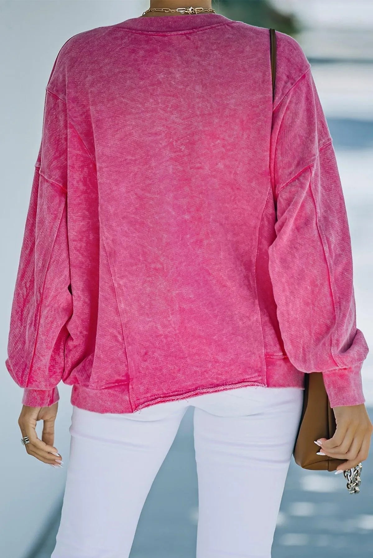Leopard Star Graphic Print Long Sleeve Sweatshirt Rose Jewelry Bubble