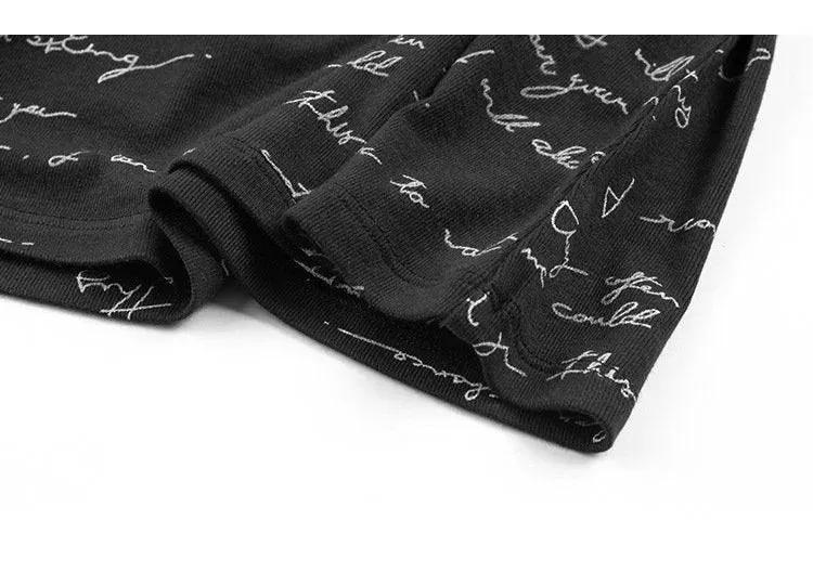 Letters Print Mock Neck Basic Long-Sleeve T-Shirt