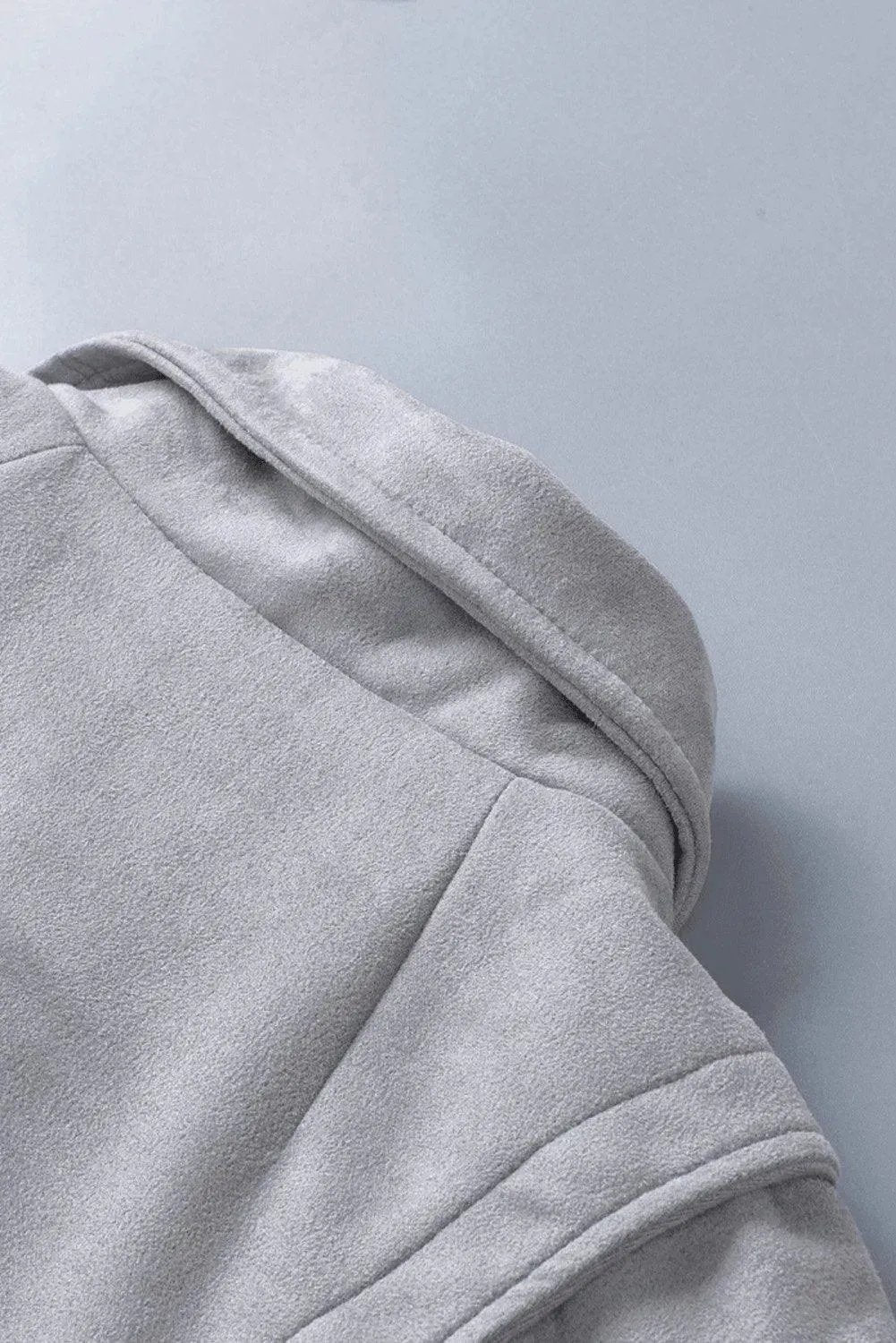 Light Gray Zipped Notch Collar Short Jacket