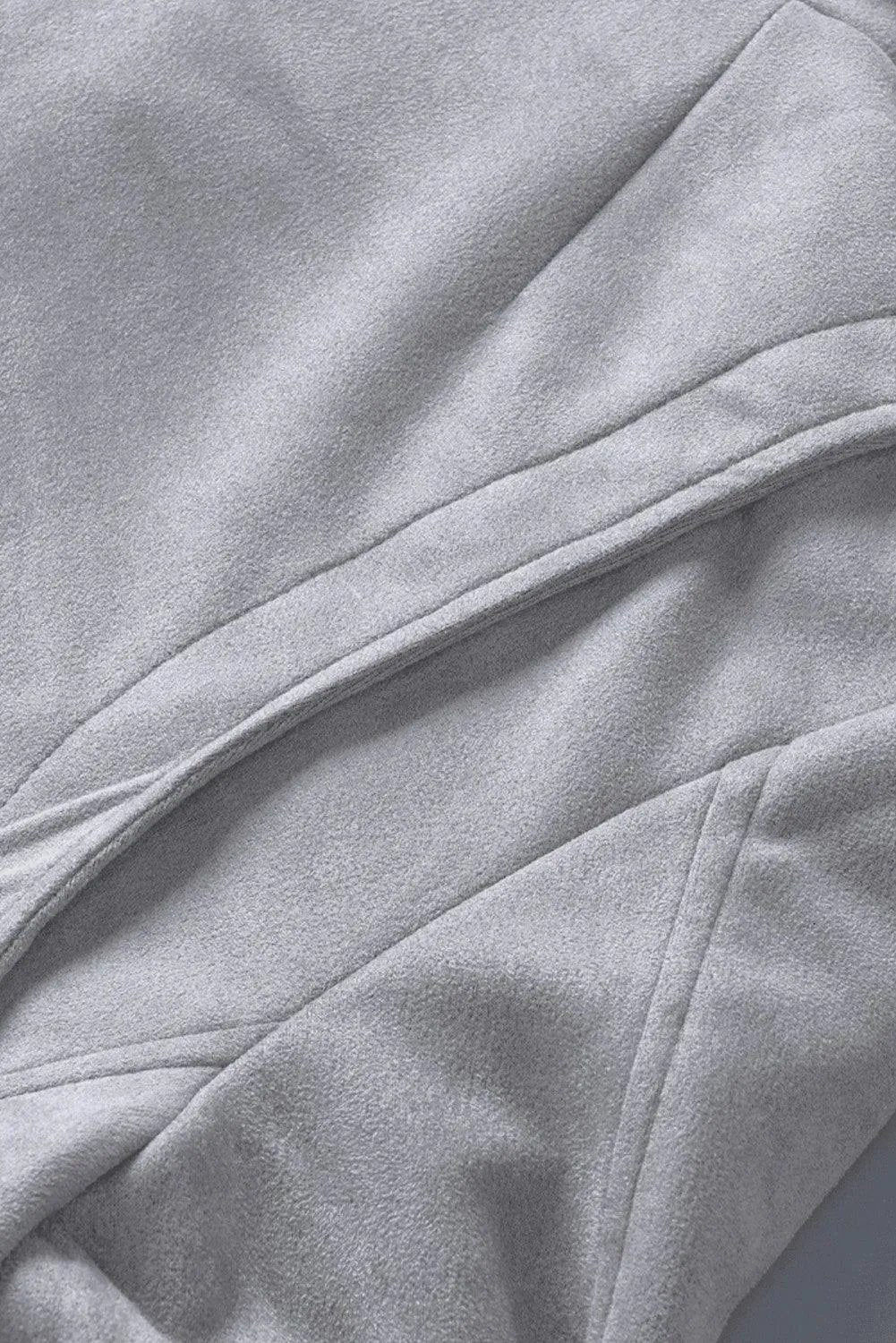 Light Gray Zipped Notch Collar Short Jacket