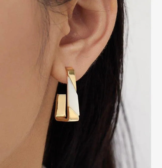 Light Open Block Geometric Hoop Earrings Pinktown