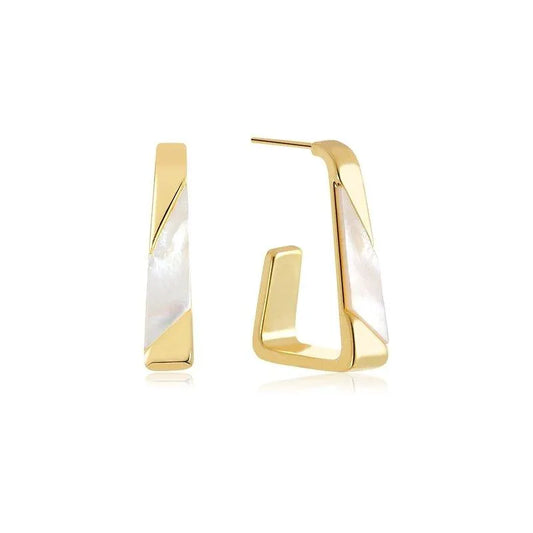 Light Open Block Geometric Hoop Earrings Pinktown