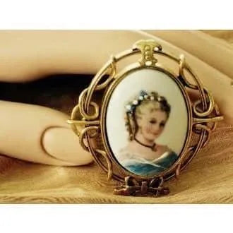 Limited Edition Berebi Limoges Porcelain Portrait Brooch Jewelry Bubble