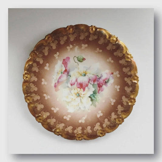 Limoges porcelain vintage plate flowers ornate rim Jewelry Bubble