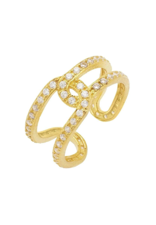 Link Chain CZ Ring Gold Plated Jewelry Bubble