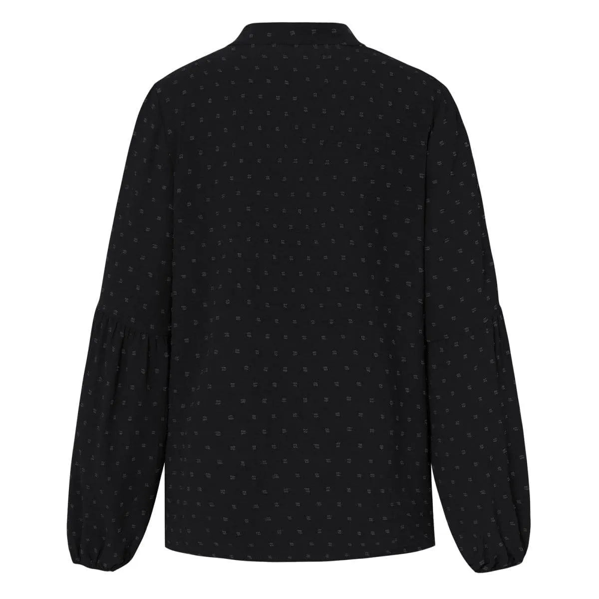 Long Sleeve Swiss Dot Pullover Blouse Jewelry Bubble