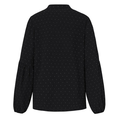 Long Sleeve Swiss Dot Pullover Blouse Jewelry Bubble