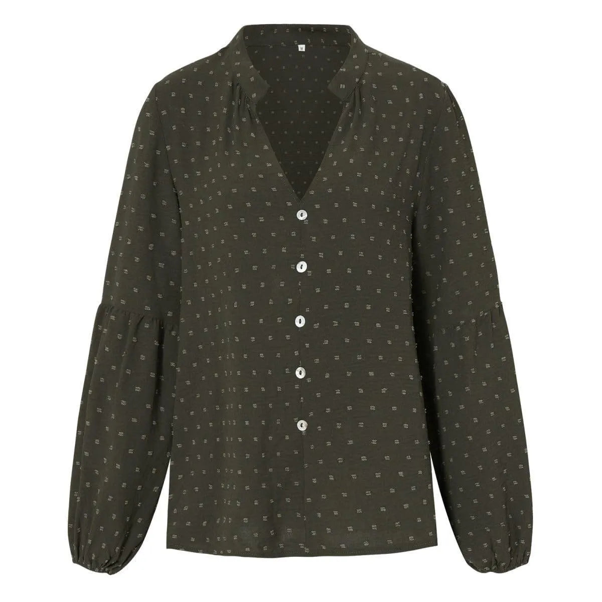 Long Sleeve Swiss Dot Pullover Blouse Jewelry Bubble