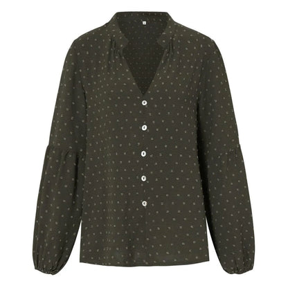 Long Sleeve Swiss Dot Pullover Blouse Jewelry Bubble