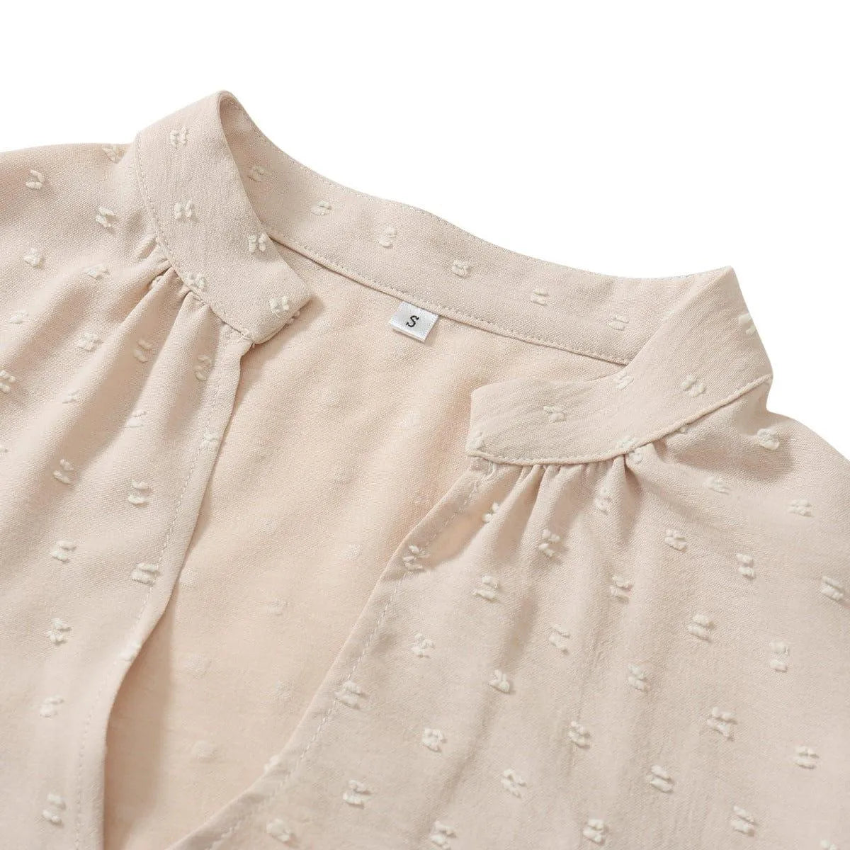 Long Sleeve Swiss Dot Pullover Blouse Jewelry Bubble