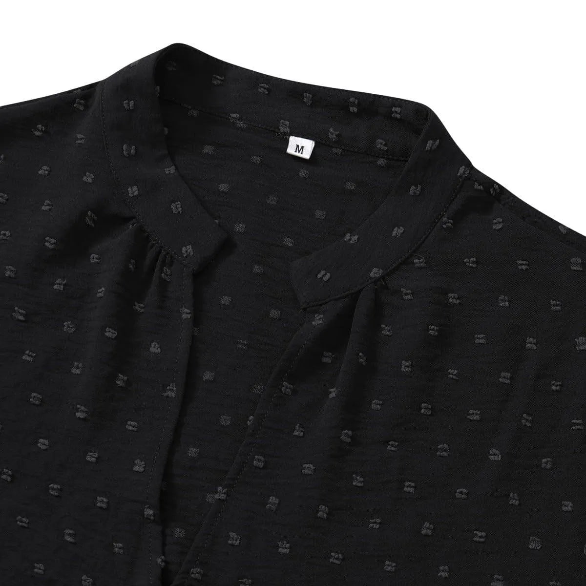 Long Sleeve Swiss Dot Pullover Blouse Jewelry Bubble