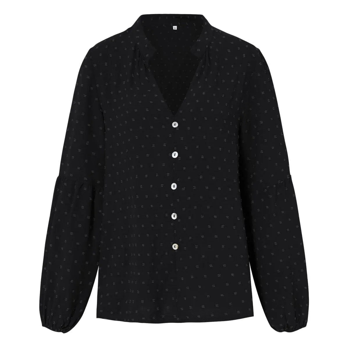 Long Sleeve Swiss Dot Pullover Blouse Jewelry Bubble