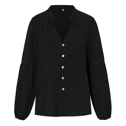 Long Sleeve Swiss Dot Pullover Blouse Jewelry Bubble