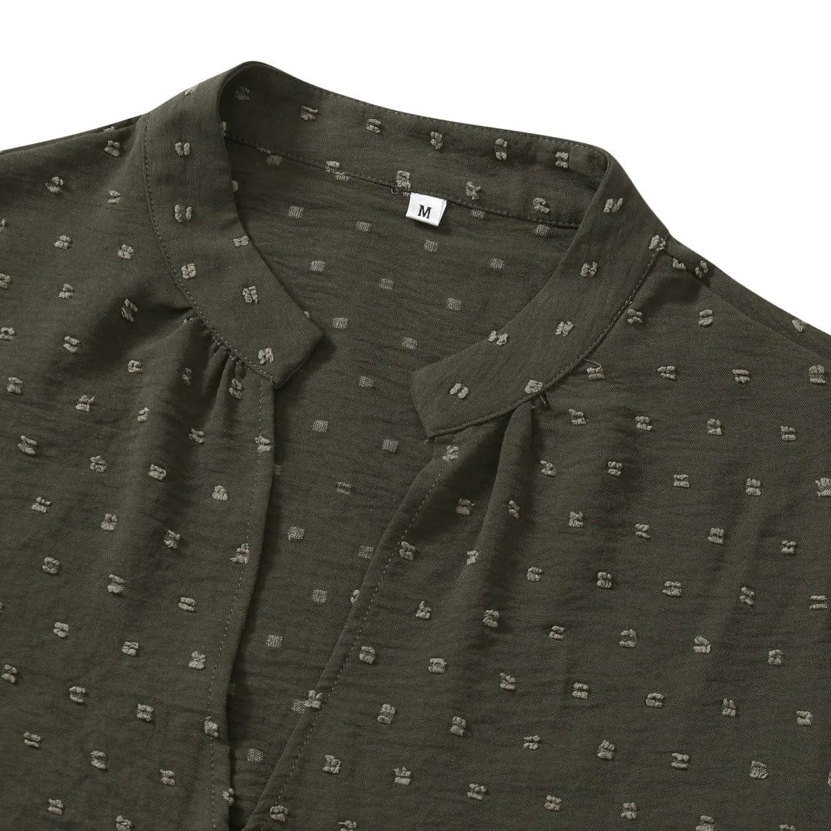 Long Sleeve Swiss Dot Pullover Blouse Jewelry Bubble