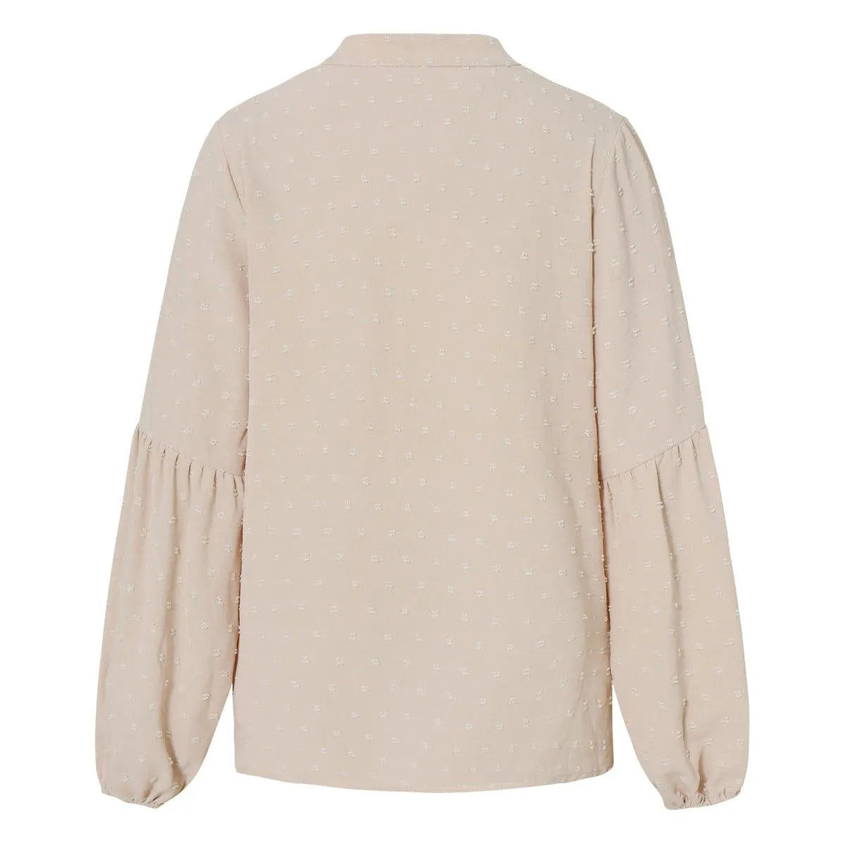 Long Sleeve Swiss Dot Pullover Blouse Jewelry Bubble