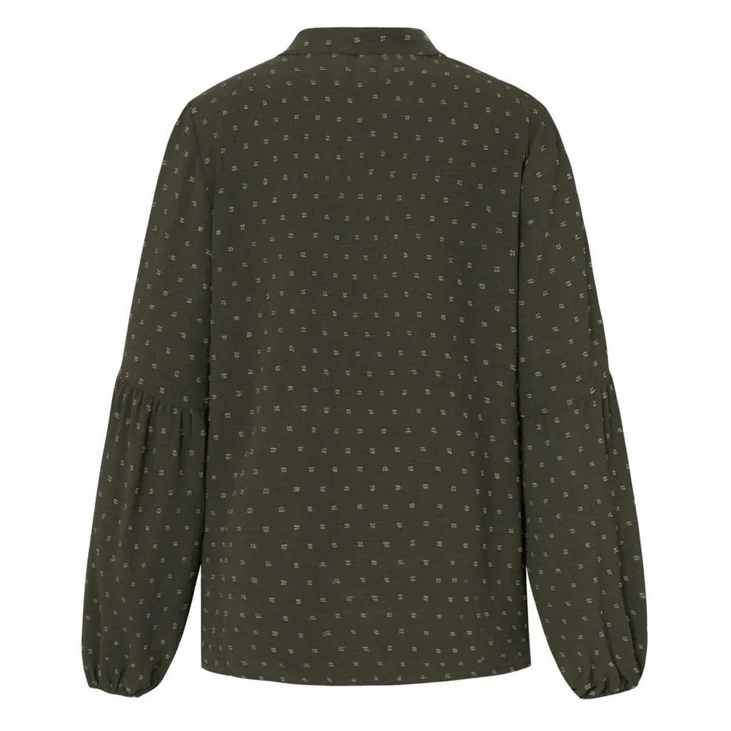 Long Sleeve Swiss Dot Pullover Blouse