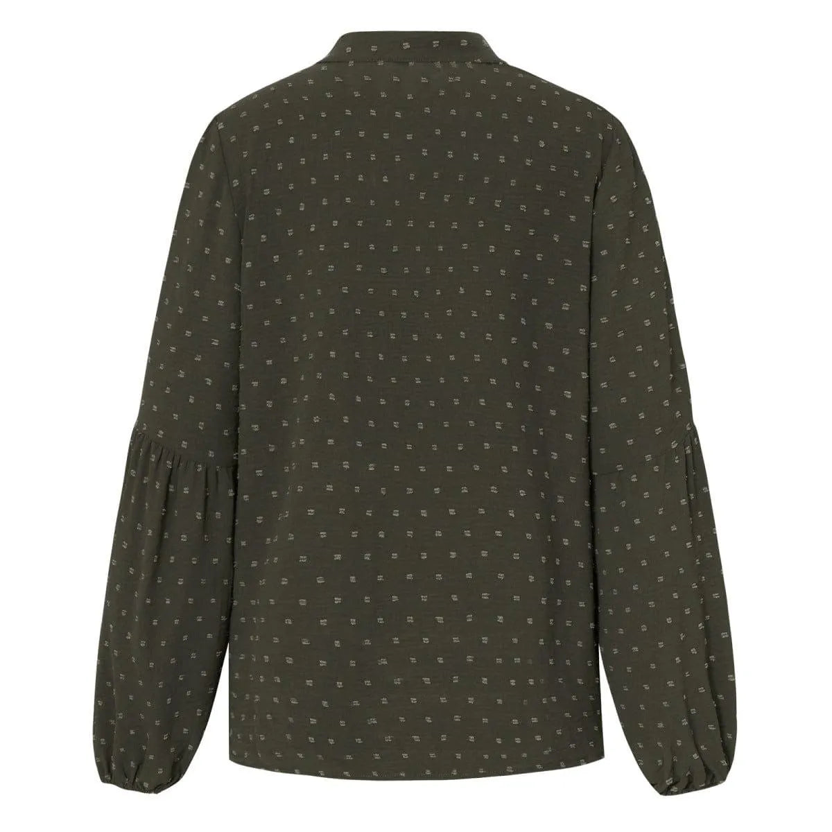 Long Sleeve Swiss Dot Pullover Blouse Jewelry Bubble