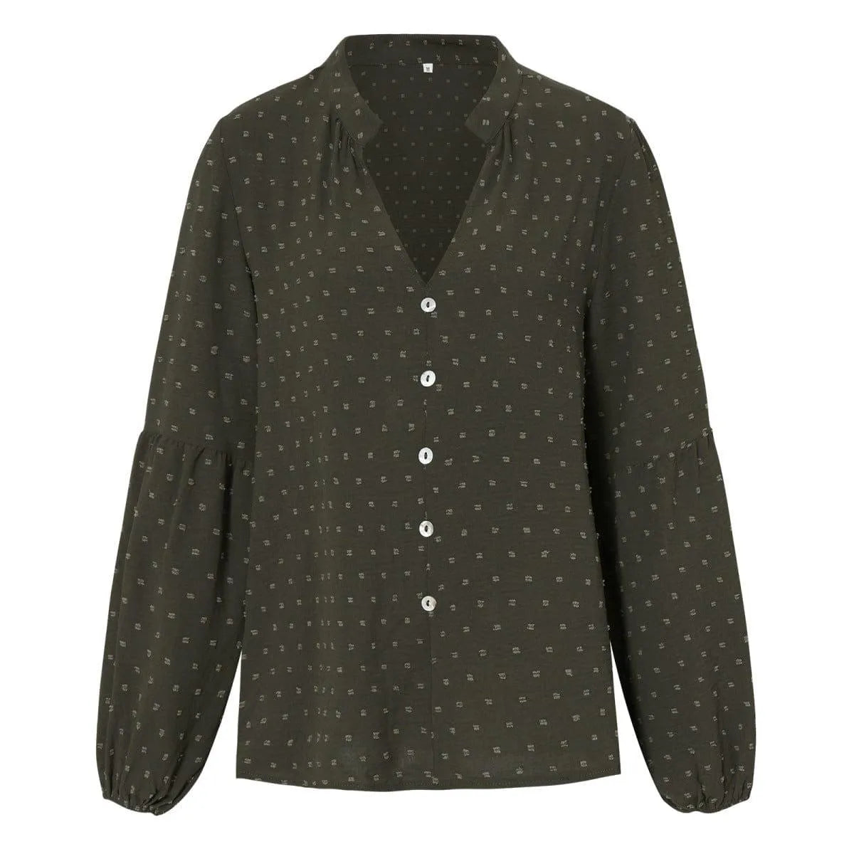 Long Sleeve Swiss Dot Pullover Blouse Jewelry Bubble