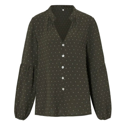 Long Sleeve Swiss Dot Pullover Blouse Jewelry Bubble