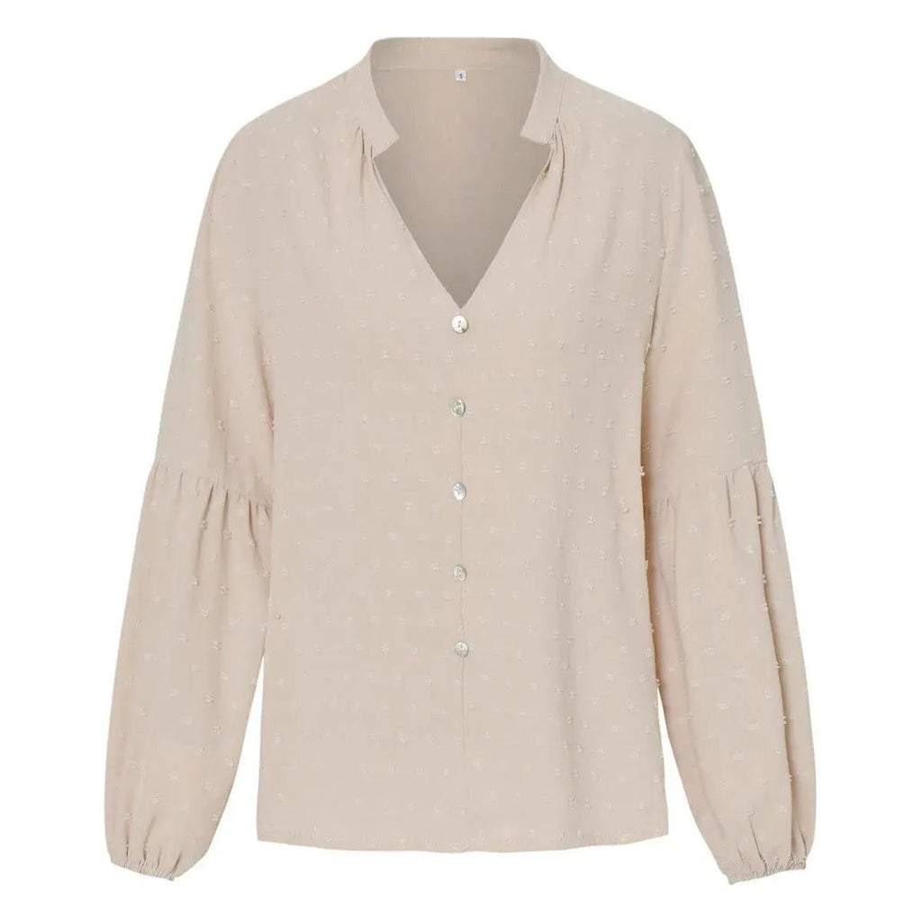 Long Sleeve Swiss Dot Pullover Blouse