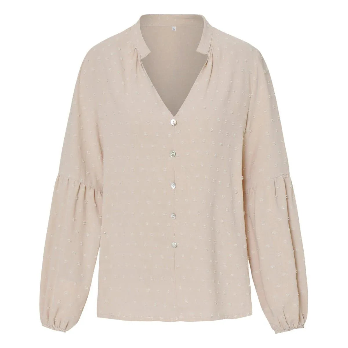 Long Sleeve Swiss Dot Pullover Blouse Jewelry Bubble