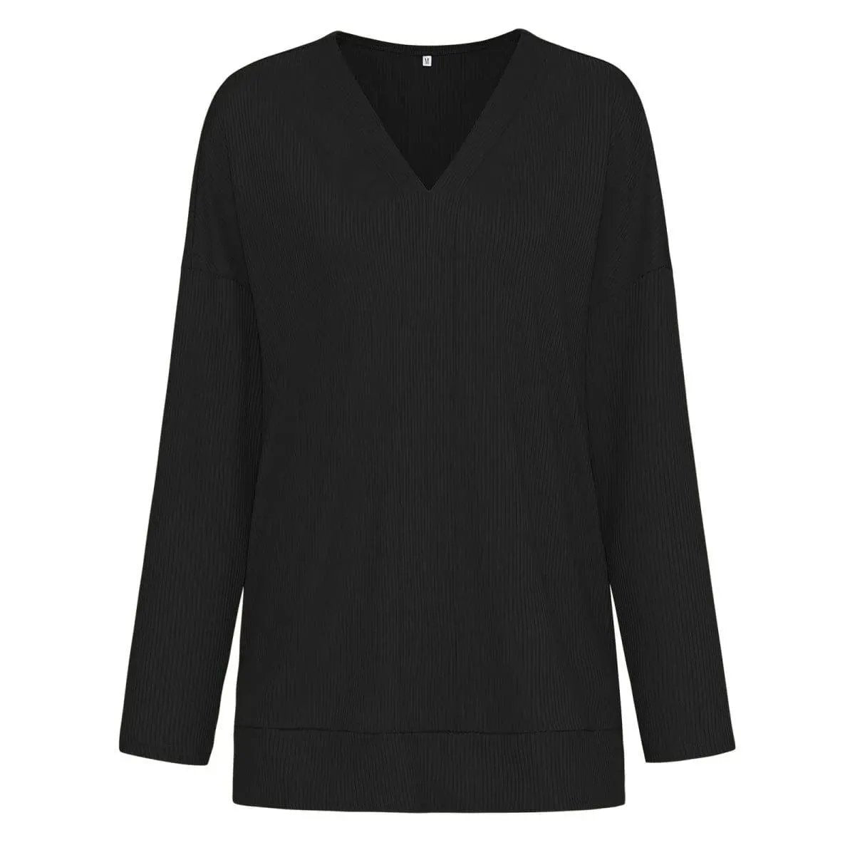 Long Sleeve V-Neck Knit Pullover Top