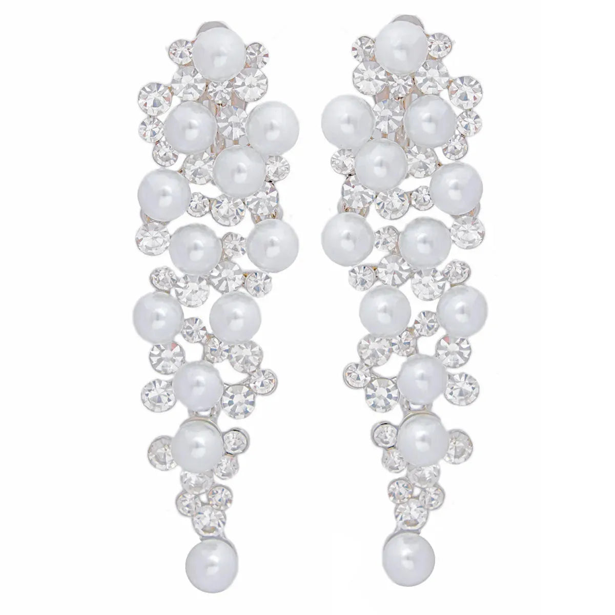 Long White Pearl Drop Earrings Sparkle in Elegance - Fashion Jewelry Jewelry Bubble