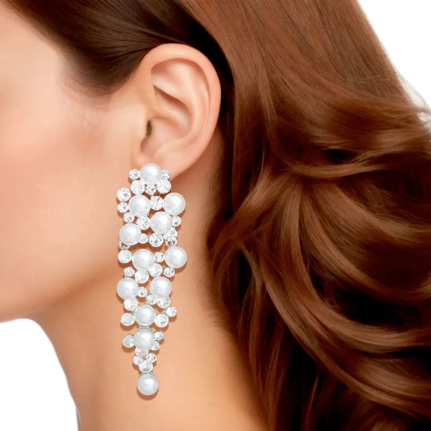 Long White Pearl Drop Earrings Sparkle in Elegance - Fashion Jewelry Jewelry Bubble