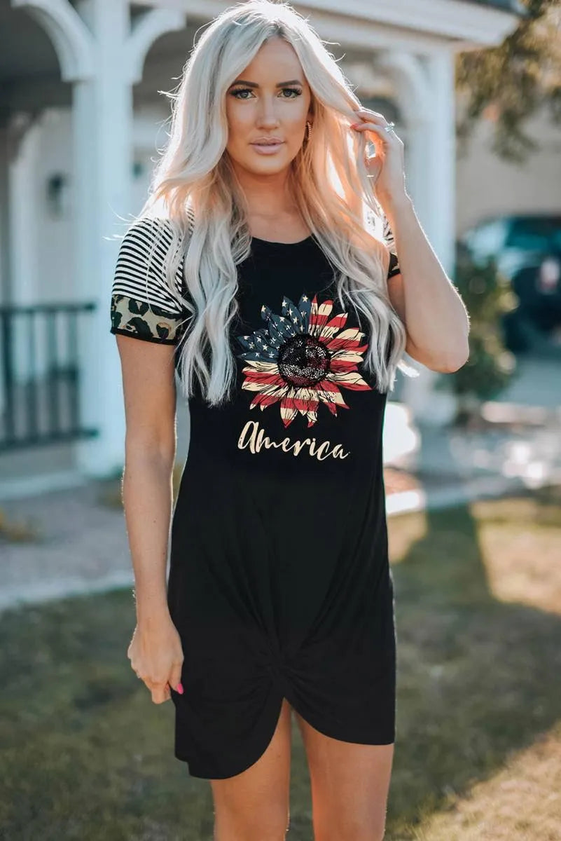 Look stunning in our American Flag Sunflower Mini Black Dress - Shop now! Jewelry Bubble