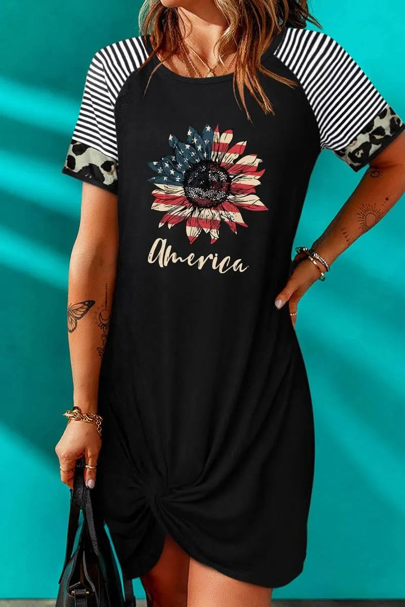 Look stunning in our American Flag Sunflower Mini Black Dress - Shop now! Jewelry Bubble