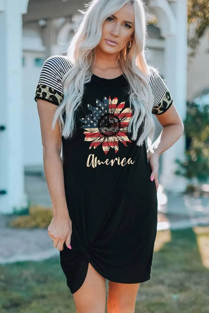 Look stunning in our American Flag Sunflower Mini Black Dress - Shop now! Jewelry Bubble