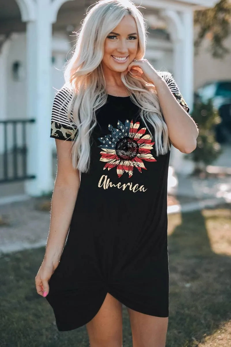 Look stunning in our American Flag Sunflower Mini Black Dress - Shop now! Jewelry Bubble